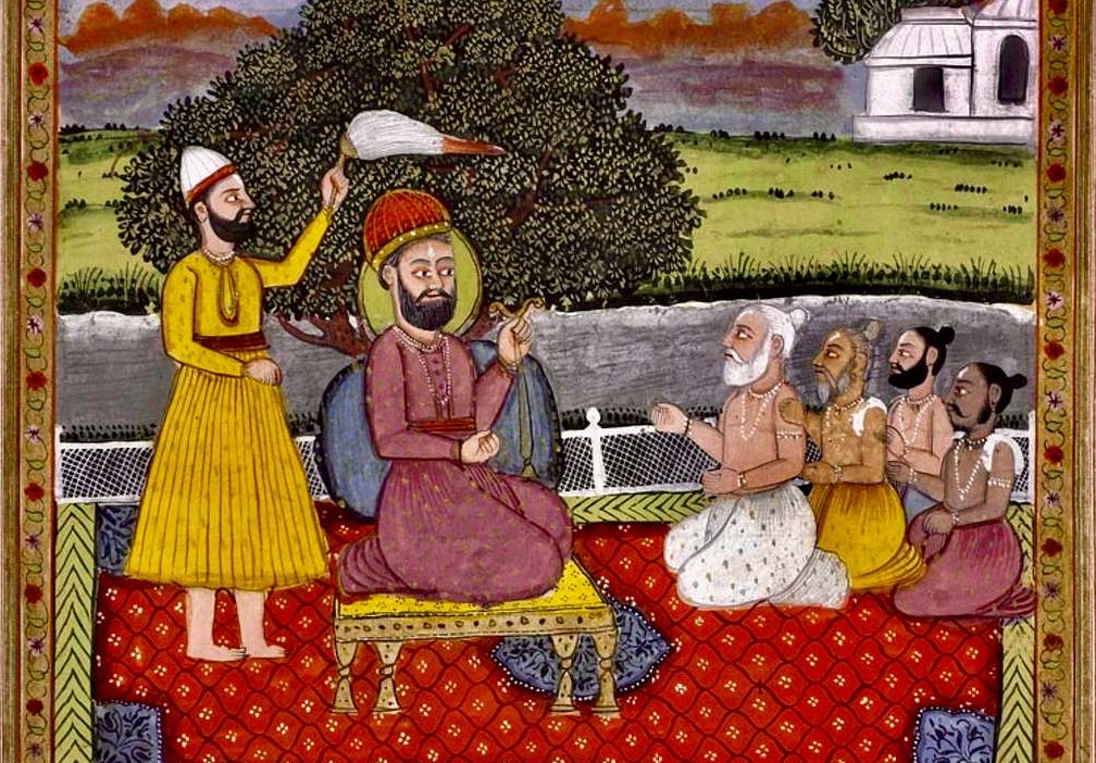 Ascetics hearing from Guru Nanak near a river